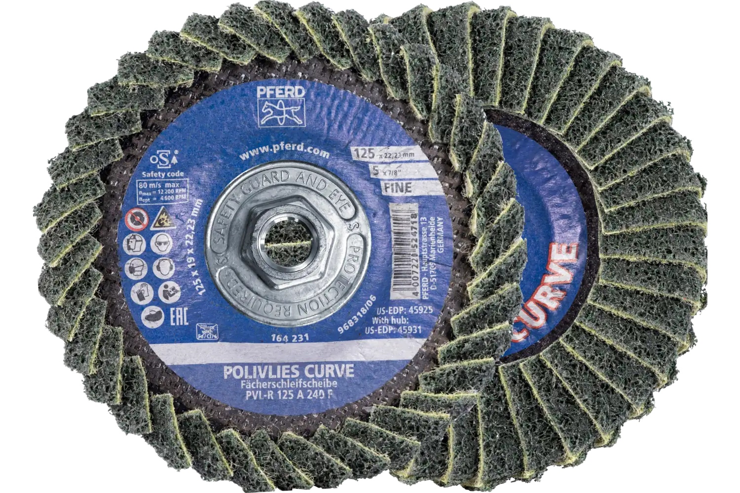 Picture of Pferd Flap Disc, PVL-R, Polivlies® Curve, 5" x 5/8-11, Fine, Aluminum oxide